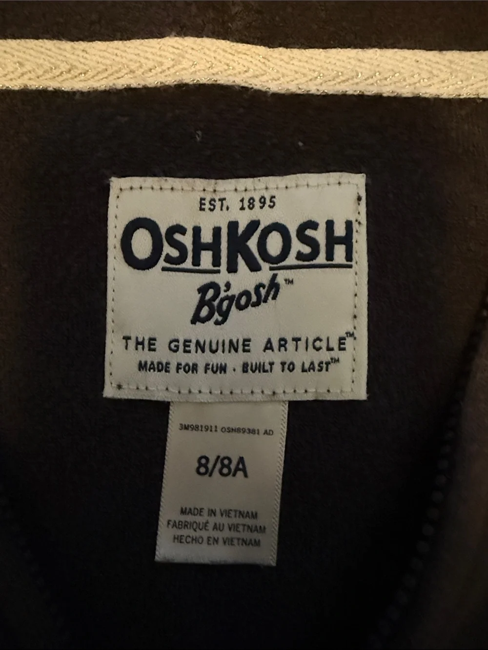 OshKosh B'gosh Black Zip-Up Hoodie with White Daisy
